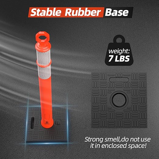 RoadHero 42 Inch Delineator Post with Base, Portable Orange Traffic Delineator Posts Cones with Reflective Collars for Parking Lots, Road Safety, Construction Events (12 Pack)