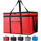 Bodaon Insulated Food Delivery Bag for Pizza Delivery, Grocery Cooler Bag, Food Warmers for Parties, Catering Supplies for Rideshare, Thermal Bags for Cold and Hot Food Carrier (Red, XXX-Large, 1-Pack