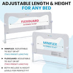 TotCraft MiniFlex Adjustable Length & Height Bed Rail for Toddlers – 35.5″ or 47″ Two Fixed Lengths,Fits Twin, Full & Queen Beds – 14 Height Levels – ASTM Certified Safety Guard Rail for Kids (White)