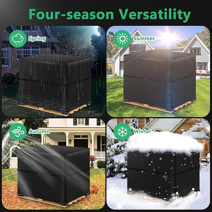 Zipper Pallet Cover,KY-HUAEN 900D Heavy Duty Pallet Covers Fits Large Pallets Up to 49.2" x 41.33" x 49.21" |Waterproof,Rip-Proof, Fade Resistant, With Fixed Rope (49.2" x 41.33" x 49.21")