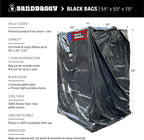 Sandbaggy Black Pallet Covers | Made in USA | Tarp Fits Large Pallets Up to 55" x 55" x 75" | Built w/ 1 Year UV Protection | Heavy Duty 3 Mil Thick Plastic (Pack of 10, 3 Mil Thick)