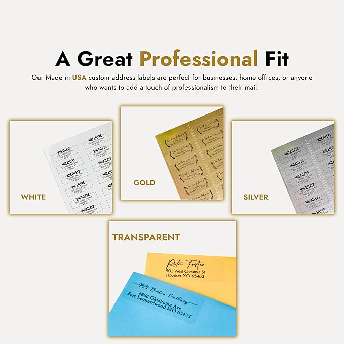 Return Address Labels Personalized, 1 Sheet = 30 Labels, 2.6"L x 1"H - Matte Finish Personalized Address Labels - Return Labels Personalize Self Adhesive - Custom Address Labels (Modern, Clear)