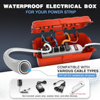 Flemoon Medium Outdoor Electrical Box (11.5x5.2x4 inch), IP54 Waterproof Extension Cord Cover w/6 Cable Entry Ports, Weatherproof Connection Box for Power Strip, Timer, Plug, Holiday Lights, Red