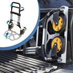 Mount-It! Folding Dolly, Aluminum Trolley, Industrial Grade Heavy Duty 440 Lb Capacity Hand Truck with Durable Rubber Wheels, Ergonomic Telescoping Handle for Indoor Outdoor, Foldable & Moving Dolly