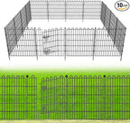 10 Panels No Dig Decorative Garden Fence with Gate for Yard, 24 in(H) X 20 ft(L) Animal Barrier Fencing for Outdoor Dog, Metal Portable Garden Fences for Borders, Pets, Landscape, Temporary Fence