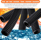 Sasylvia 1/4", 1/2", 3/8" x 50 Ft Split Wire Loom Tubing Wire Loom Assortment Split Cable Sleeves Bulk Flexible Electrical Conduit Protective kit