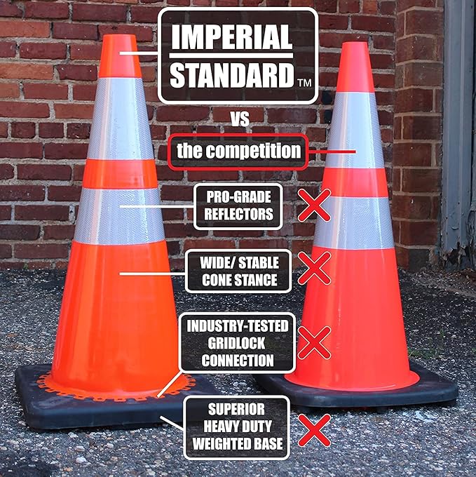 Traffic Cones - Safety Cones - 36" Green Cones with 2 Reflective Collars - Construction Cones - Road Cones - Parking Cones - Street Cone (8 pack)