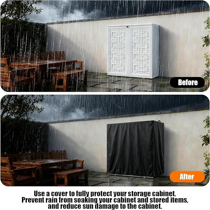 Kasla Storage Cabinet Cover, Outdoor Chest Storage Waterproof Cover, Weatherproof Cabinets Covers for Kitchen Patio Garden Backyard - 32"Lx17"Wx18"H