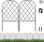 Decorative Garden Small Fence 10 Pack,10 Ft (L) X 24 in (H) Black Mesh Rustproof Metal Fence, Animal Barrier Fence for Small Dog, Border Folding Patio Fences,Outdoor Flower Bed Landscape Decor