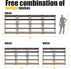 PrimeZone 4 Pack Heavy Duty Adjustable 5 Tier Garage Storage Shelves - 47" W x 18" D x 71" H, Metal Utility Rack Shelf Unit for Warehouse, Pantry, Closet, Kitchen, Black