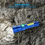 UV Flashlight Black Light, 2-Pack USB Rechargeable Blacklight Flashlight with Magnetic - Side Work Light, 7 Modes, Zoomable, Waterproof – LED Torch for Mechanics Pet Urine Stains Detector,Blue