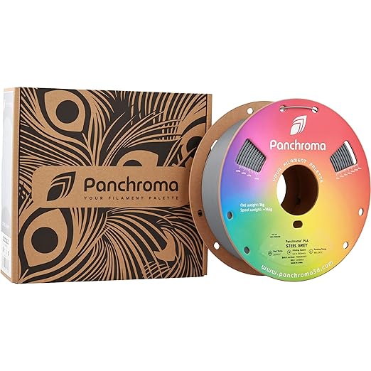 Panchroma PLA Steel Grey 3D Printer Filament, 1.75mm, 1kg Spool, Easy to Print, High Speed Printing, Tangle Free, AMS Compatible, Perfect for Toys, Decor, Miniatures, Models & Cosplay