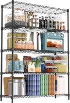 5 Tiers Shelf 1750 lbs Steel Storage Shelving Utility Shelving Unit Steel Organizer Wire Rack for Home,Kitchen,Office,Garage Black 17.7" D x 47.2" W x 72.4" H