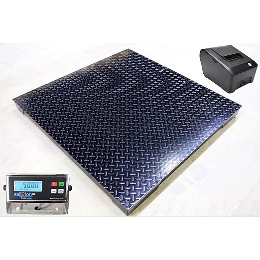 Liberty Scales Heavy Duty Industrial 48" x 48" Floor Scale with Printer Accurate Digital Pallet Scales for Warehouse or Shipping Weighing (5000 lbs x 1 lb)