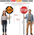 Stop Slow Sign with 66" Adjustable Handle, 18x18 Inch Double Sided Reflective Traffic Stop/Slow Paddle Sign with Telescopic Handle, Lightweight Construction Aluminum Traffic Signs for Road Safety