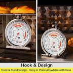3.5" Oven Thermometer 100-600°F Kitchen Cooking Thermometer Instant Read Stainless Steel Oven Temperature Gauge with Hanger & Base 2Pcs