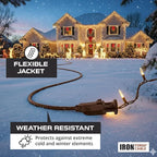 Iron Forge Cable Outdoor Brown Extension Cord 200 ft - 16 Gauge 10 Amp Heavy Duty Brown Outdoor Extension Cords 3 Prong - 16/3 SJTW Great for Outdoor