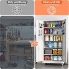 Aobabo Upgrade 71H''*34''W*18''D Metal Garage Storage Cabinet with Wheels and Pegboards, 5 Adjustable Shelves Steel Storage Cabinets for Home,Warehouse,Garage,Assembly Required,White