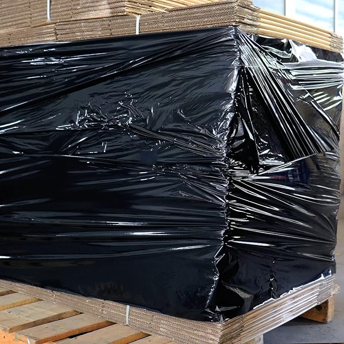 BOMEI PACK 1 Pack 1200ft Industrial Black Stretch Wrap Film 70 Gauge 15" with 3inch Plastic Rolling Handles for Pallet Wrap, Durable Self-Adhering Packing, Moving, Heavy Duty Shrink Film