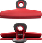 COOK WITH COLOR Wide Heavy Duty Chip Clips, Large Bag Clips for Food Storage, Pack of 4, Red