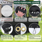 Heavy Duty Patio Furniture Covers Waterproof, 600D Outdoor Furniture Cover Waterproof for Sectional Sofa Couch, Outdoor Dining Table and Chair Set Covers 42''L x 24''W x 18''H, Black