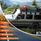 Heavy Duty Cargo Net for Pickup Truck Bed - 4' x 6' Stretches to 12' x 18' - Sturdy Latex Bungee Net Mesh - with 12 Metal Carabiners - Truck Bed Accessories for Dodge RAM, Ford, Chevy, Toyota