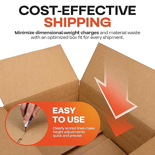 Multi-Depth Corrugated Shipping Boxes, 14"L x 12"W x 6"H, 20-Pack - USA-Made Boxes for Moving, Storage & Small Business Packaging - Heavy-Duty Cardboard Bines for Household & Office by IDL Packaging
