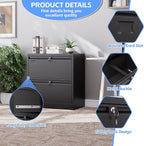 Aobabo 2 Drawer Lateral File Cabinet, Lockable Metal Filing Cabinet with Name Card, Suitable for Home Office School Hanging Files Letter/Legal/F4/A4 Size,Required-Assembly,Black