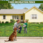 5 Panels 32in(H) Decorative Garden Fence, Total 11ft L Heavy Duty Iron Metal No Dig Animal Barrier Fence, Garden Border Fencing, Temporary Dog Fencing Outdoor for Yard
