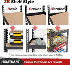 HOMEDANT 5 Tier Storage Shelves Adjustable Laminated Boltless Garage Metal Shelving Unit Heavy Duty Utility Rack Shelf Warehouse Pantry Closet Kitchen (10, (XL Deep) 48.1" W, Black)