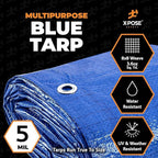 Better Blue Poly Tarp 20' x 20' - Bulk Half Pallet (108 Pack) Multipurpose Protective Cover - Lightweight, Durable, Waterproof, Weather Proof - 5 Mil Thick Polyethylene - by Xpose Safety