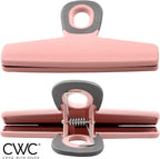 COOK WITH COLOR Food Clips - Wide Heavy Duty Chip Clips, Large Bag Clips for Food Storage with Air Tight Seal Grip, Pack of 8, Pink