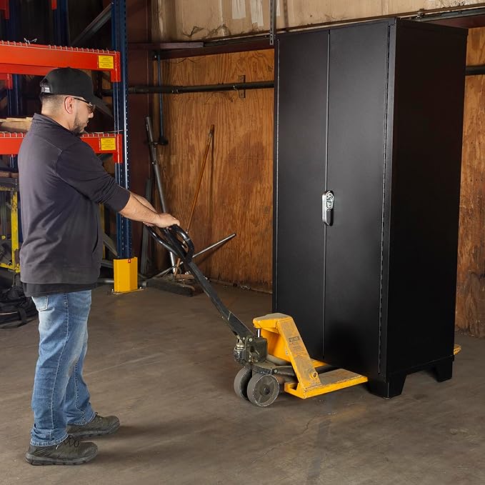 Jamco Tool Storage Cabinets with Bin Mounts, Model DF, Includes 122 Bins, 36-Inch W x 24-Inch D x 78-Inch H, Red Bins