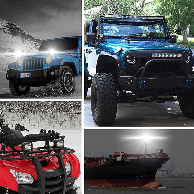 8PCS LED Pods, 4 Inch 60W Light Bar, 4PCS Spot Flood Combo Off Road Triple Row Work 6000LM Driving Fog Lamps for Pickup Truck Jeep ATV UTV SUV Boat Light, 8 Pack White Lights