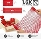 Honeycomb Packing Paper, 12"x50' Red | Perforated Honeycomb Packing Paper Recyclable Moving Supplies for Shipping & Moving | Plastic-Free Alternative to Bubble Cushion Wrap with 36 Fragile Stickers