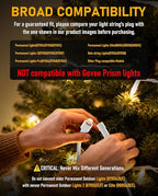 Y-Splitter for Govee Permanent Outdoor Lights, Waterproof Y-Connector Extension Cord Compatible with Govee 3Pin H705A/B/C, Expand Holiday Lighting for Christmas, New Year, Roof, 1 Female to 2 Male