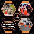 Xpose Safety 28 Inch Orange Traffic Cones with 6" & 4" Collars, 8-Pack - Multipurpose PVC Plastic Safety Cone for Parking, Soccer, Caution, Kids and Construction - DOT Approved