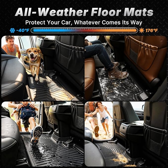 OEDRO Upgraded Floor Mats Fit for Toyota Grand Highlander 2024 2025 2026 w/Subwoofer 7 Seat(Include Hybrid), TPE Interior Seat Back Covers and Cargo Liner Behind 3rd Row (Trunk Mat with Backrest Mat)