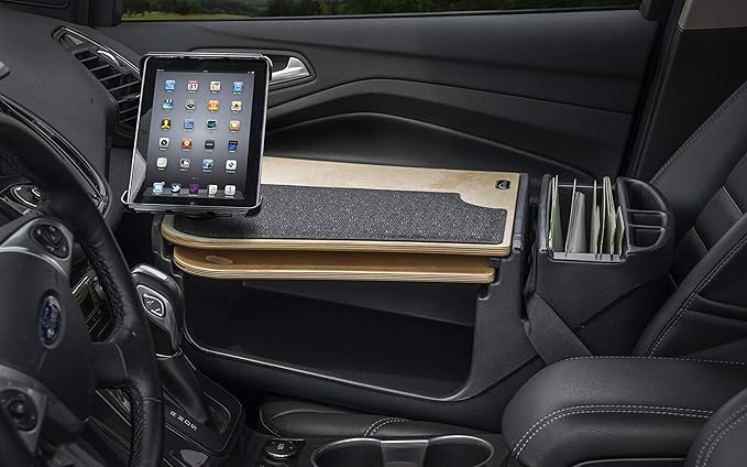 AutoExec GripMaster Car Desk for Your Vehicle Workstation and Mobile Office, Natural with Tablet Mount