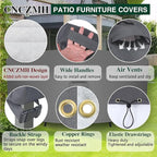 Heavy Duty Patio Furniture Covers Waterproof, 600D Round Outdoor Furniture Cover Waterproof for Sectional Sofa Couch, Outdoor Dining Table and Chair Set Covers 110"DIA x 28"H, Grey
