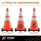 Xpose Safety 36 Inch Orange Traffic Cones Heavy Duty 12lb, Bulk Half Pallet 125-Pack - Multipurpose PVC Plastic Safety Cone for Parking, Soccer, Caution, Kids and Construction - DOT Approved