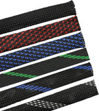 30ft PET Expandable Sleeving Wire Cable Sleeve (1/3", Red&Black)