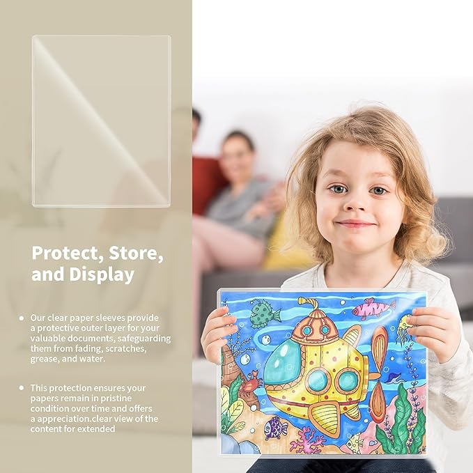 souG 15 Pack 8.5" x 11" Rigid Print Protectors, Clear Waterproof Hard Plastic Page Sheet Protectors, Paper Sleeves Photo Plastics Sleeves Hard Plastic Document Holder Birth Certificate Protector