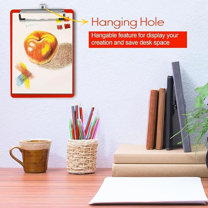 2 PCS Red Plastic Clipboards Nursing Clipboard,Teacher Clip Boards 8.5x11 with Pen Holder, A4/Letter Size,Cute Clipboards for Women Kids,Classroom Office Home