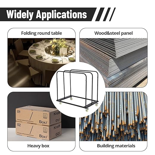Steel Panel Truck, Drywall Cart w/ 5” PU Swivel Wheels, Heavy-Duty Panel Dolly Cart w/ 1800 LBS Capacity, for Handling Wall Panel/Lumber/Folding Table/Sheetrock