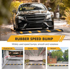 2-Pack 6FT Heavy Duty Speed Bumps – 25,000Lb Capacity Recycled Rubber Traffic Calming Humps for Parking Lots, Driveways & Garages – Weatherproof with Cable Protection Channels
