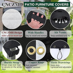 Heavy Duty Patio Furniture Covers Waterproof, 600D Outdoor Furniture Cover Waterproof for Sectional Sofa Couch, Outdoor Dining Table and Chair Set Covers 68''L x 38''W x 28''H, Black