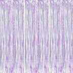 Iridescent Party Backdrop 3Packs, Transparent Tinsel Foil Fringe Curtain Streamers for Girls Birthday, Weddings,Engagement, Mermaid, Unicorn Theme Party Decorations 3.3x8.2ft