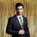 3 Pack 3.3 x 8.2 ft Matte Gold Foil Fringe Backdrop Curtains, Tinsel Streamers Party Decorations, Fringe Backdrop, Door Shimmer for Graduation, New Years Eve, Birthday Party