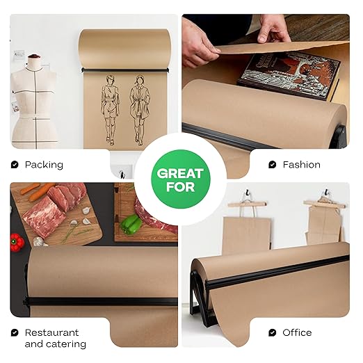 Brown Kraft Paper Jumbo Roll 48" x 14400" (1200 ft) with Dispenser – USA-Made Natural Kraft Paper 30lb Thickness for Packing, Wrapping, Void Filling, Kids' Arts, DIY & School Projects by IDL Packaging